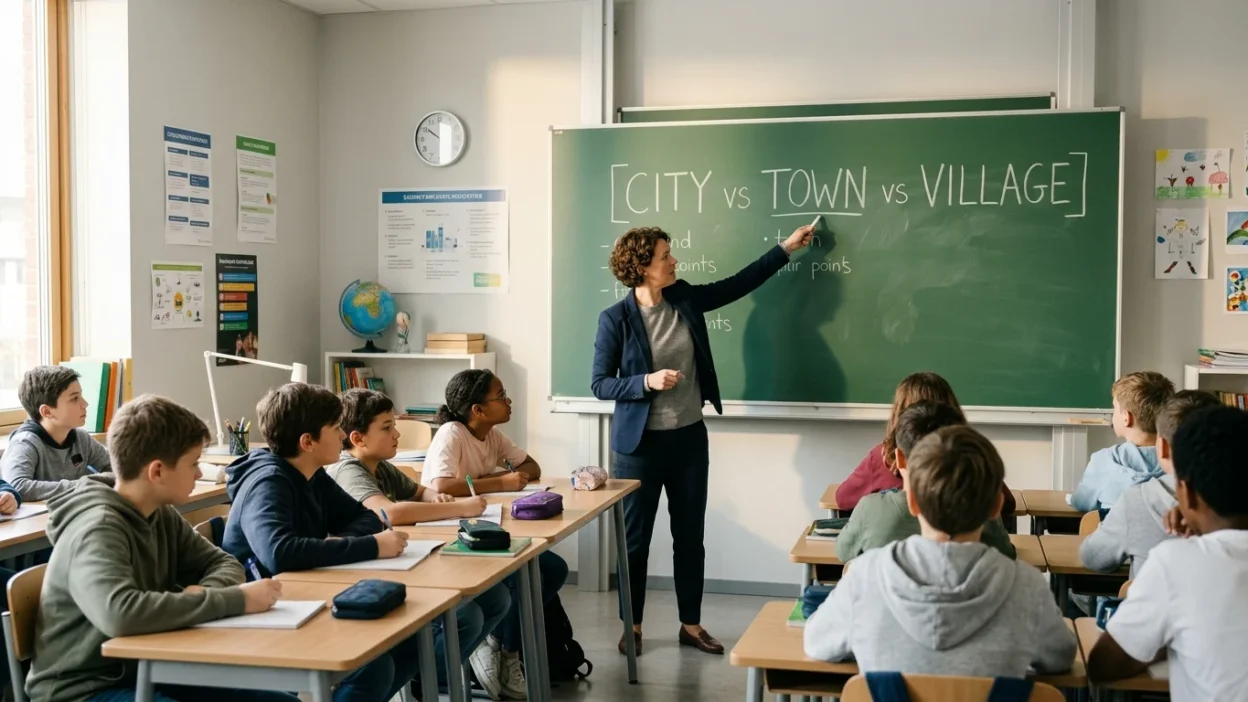 city vs town vs village